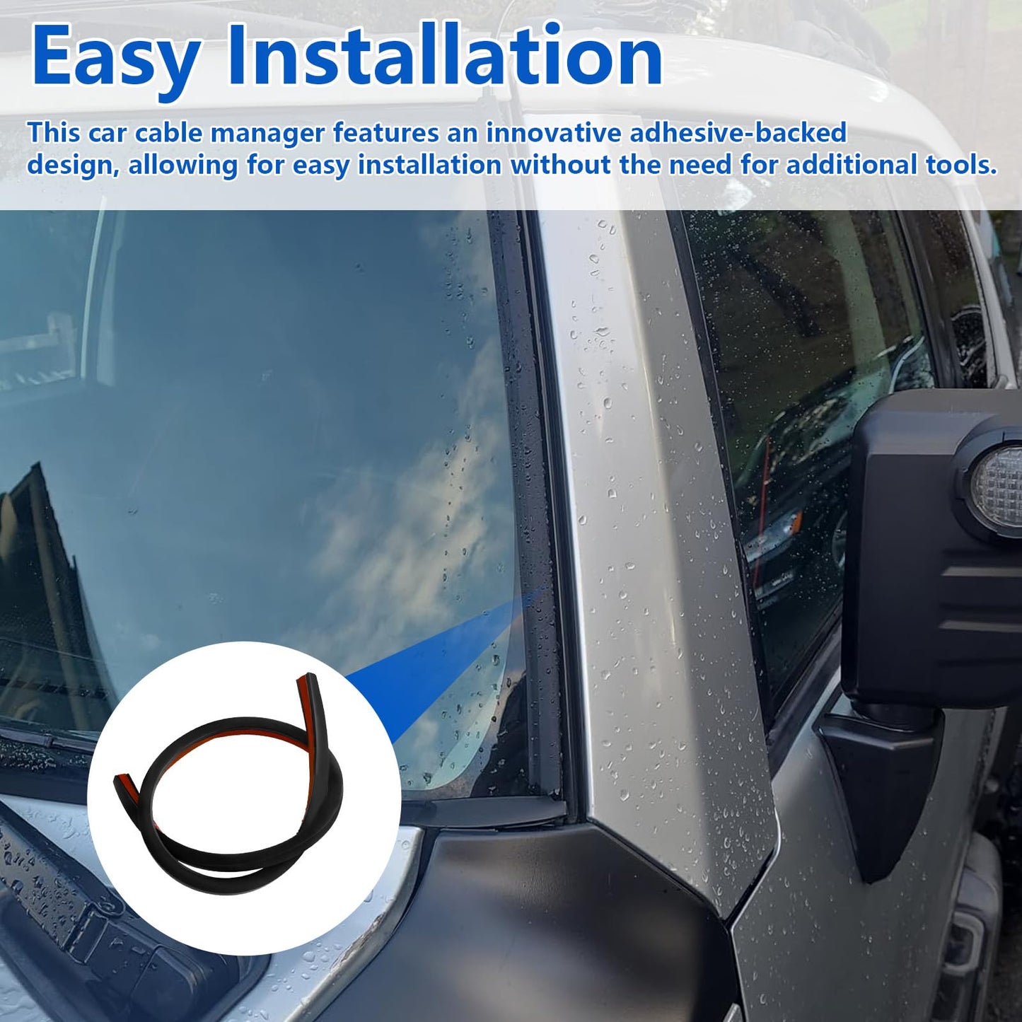 IWIWE Universal Car Wire Hider 3.28 Ft with Adhesive Backing for Hide Wires for Roof Rack Light Bar?Wires to Secure The Car Recorder (Black,1Pack)