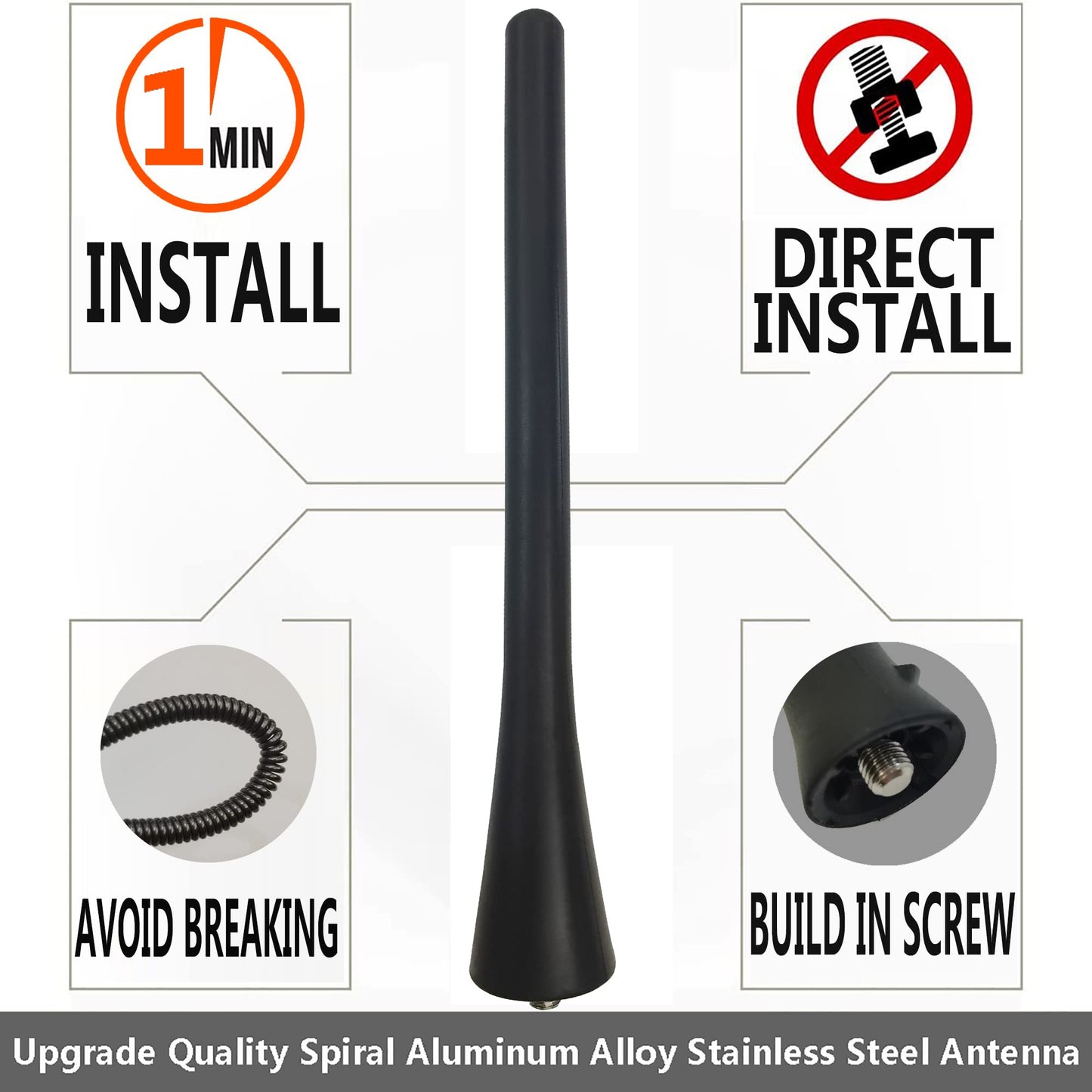 7 inch Rubber Antenna for BMW Z3 (1996-2002), BMW Z4 (2003-2016), AM/FM Radio Short Antenna Replacement