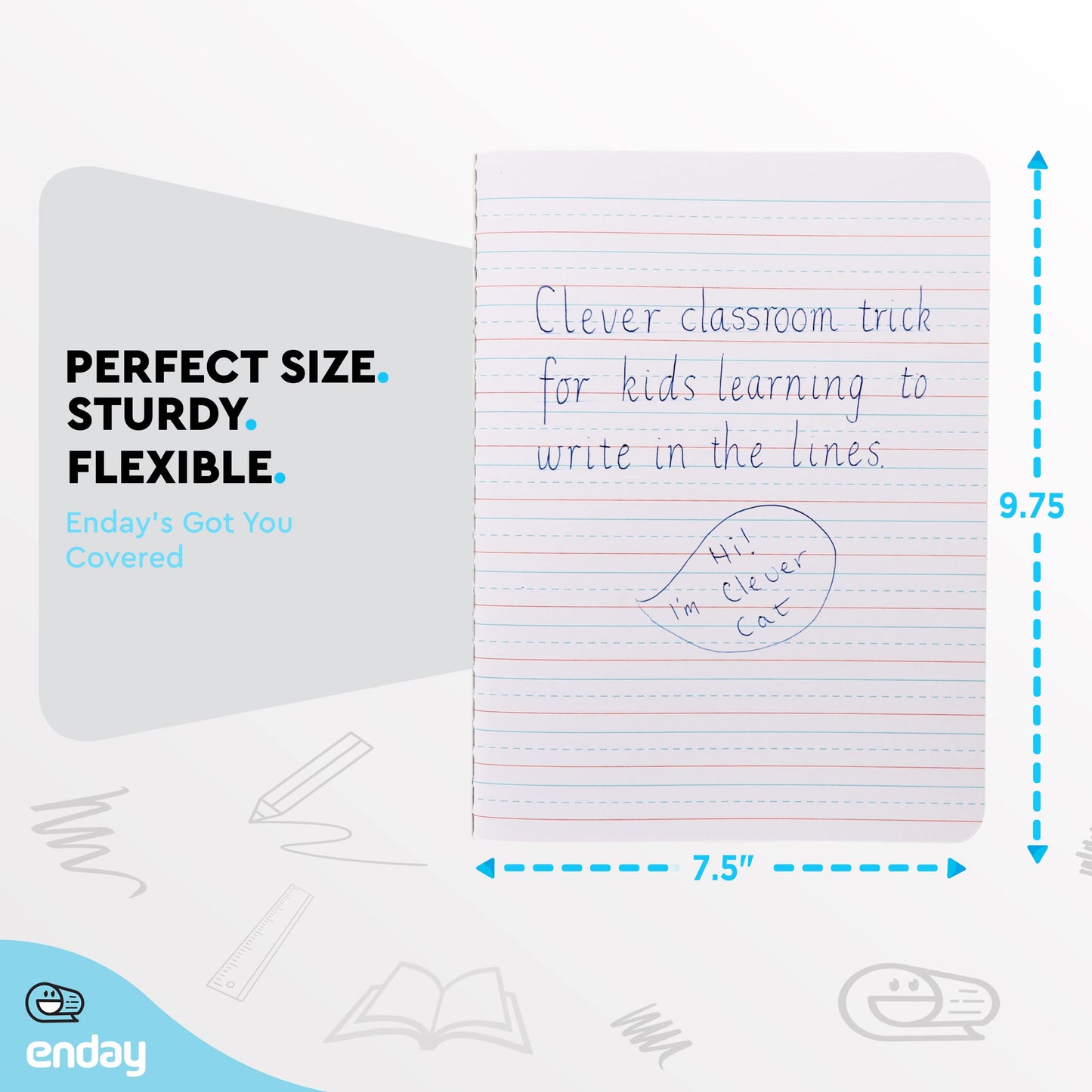 Enday Primary Composition Notebook K-2, Primary Ruled Composition Book, Primary Composition Notebook for Kids, 100 Sheets kindergarten Notebook, Red