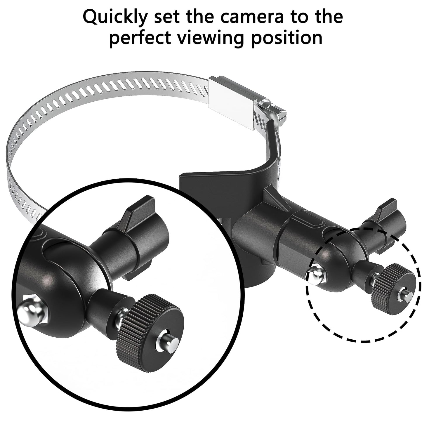 Universal Adjustable Stainless Mount Bracket Outdoor Security Camera 360 Degree Hoop Hose Clamp Pipe Poles Mount No-Drill Holes Compatible