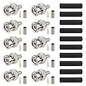 MOOKEERF BNC Male Crimp Connector, BNC Q9 Male Plug Crimp Connector for RG8X LMR240 4D-FB RG8 Mini Coax Cable (Pack of 10)