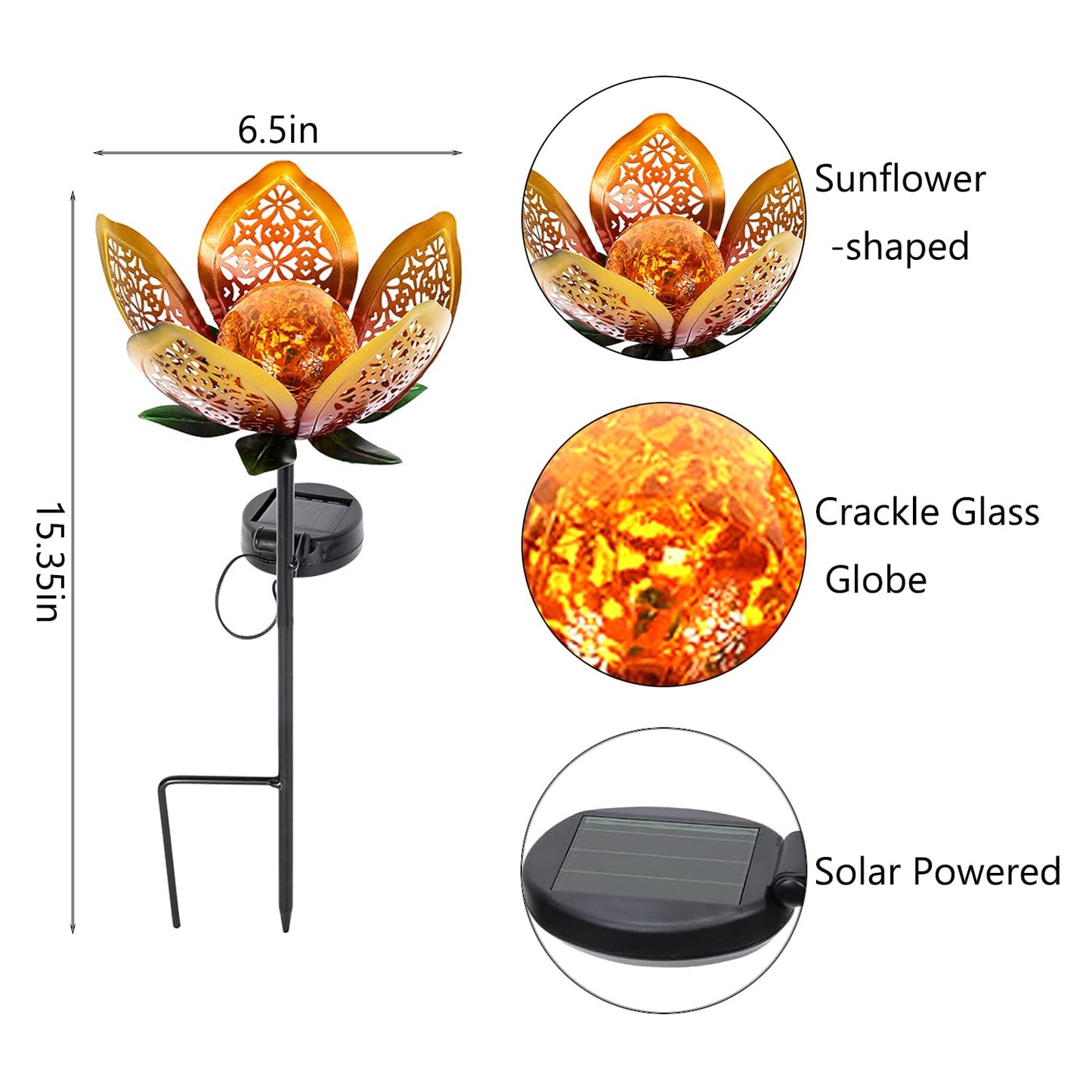 YMTengFei Solar Lights Outdoor Garden Decor,LED Lotus Flower Lamp, Metal Tulip Solar Lawn Lamp for Courtyard Decoration, Garden Gifts for Women