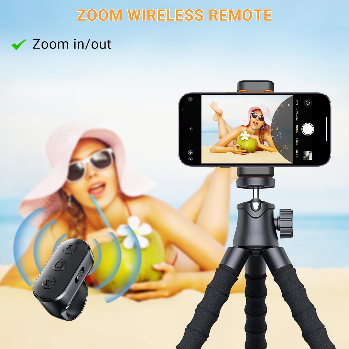 Flexible Phone Tripod with Zoom Wireless Remote for iPhone Video Recording, Mini Octopus Camera Stand for Content Creator, Bendable 360° Adjustable