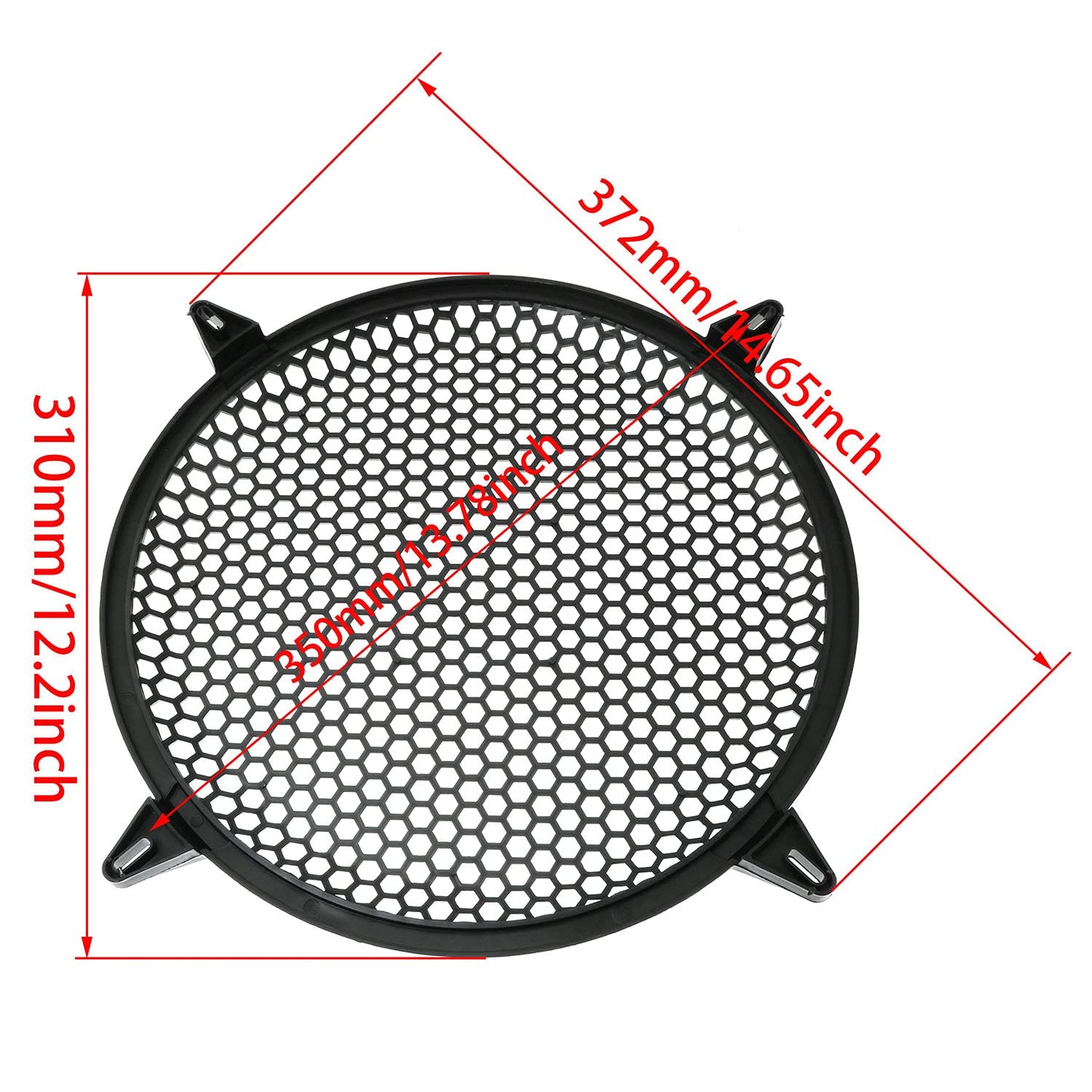 RLECS 12 Inch SubWoofer Plastic Mesh Cover with 4PCS Grill Clamps and 4PCS Screws, Black Video Accessories