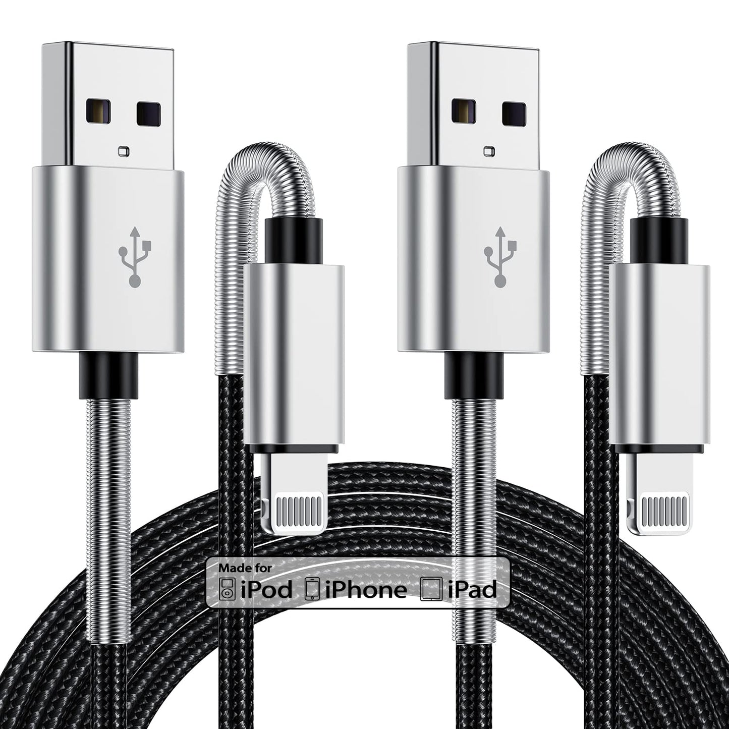 2Pack 10ft iPhone Fast Charger Cable, [Apple MFi Certified] Long USB C to Lightning Cable 10 Foot, High Fast 10 Feet Apple Charging Cord for Apple…