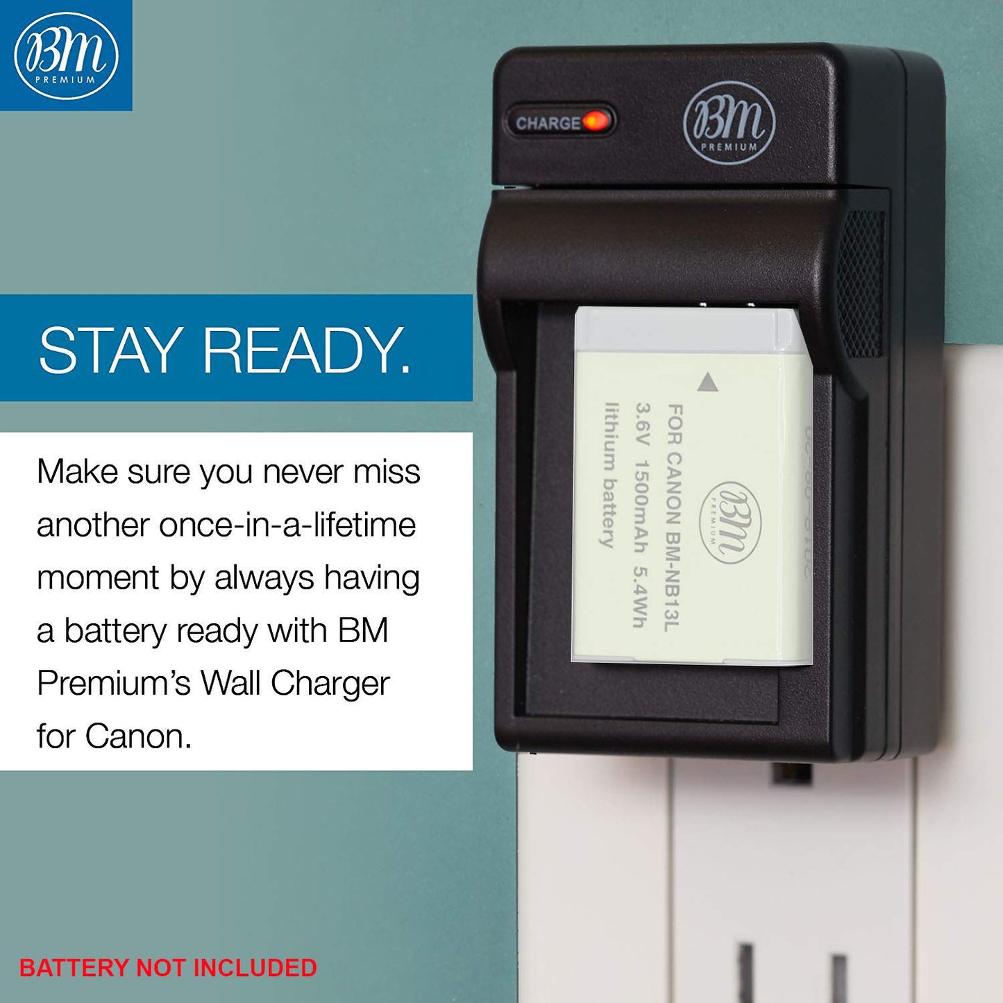 BM Premium NB-13L Battery Charger for Canon PowerShot SX740 HS, G1 X Mark III, G5 X, G5 X Mark II, G7 X, G7 X Mark II, G7 X Mark III, G9 X, G9 X Mark