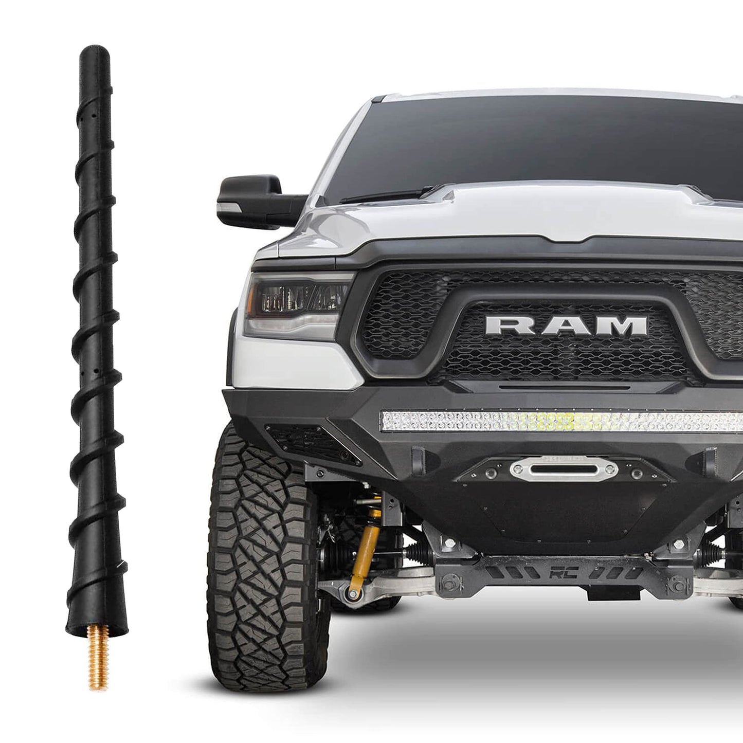 Truck Antenna for Dodge Ram 1500 Accessories 2009-2025 2026, Short Dodge Ram 1500 2500 3500 Antenna Replacement, 7 Inch Spiral Car Radio Ram 1500