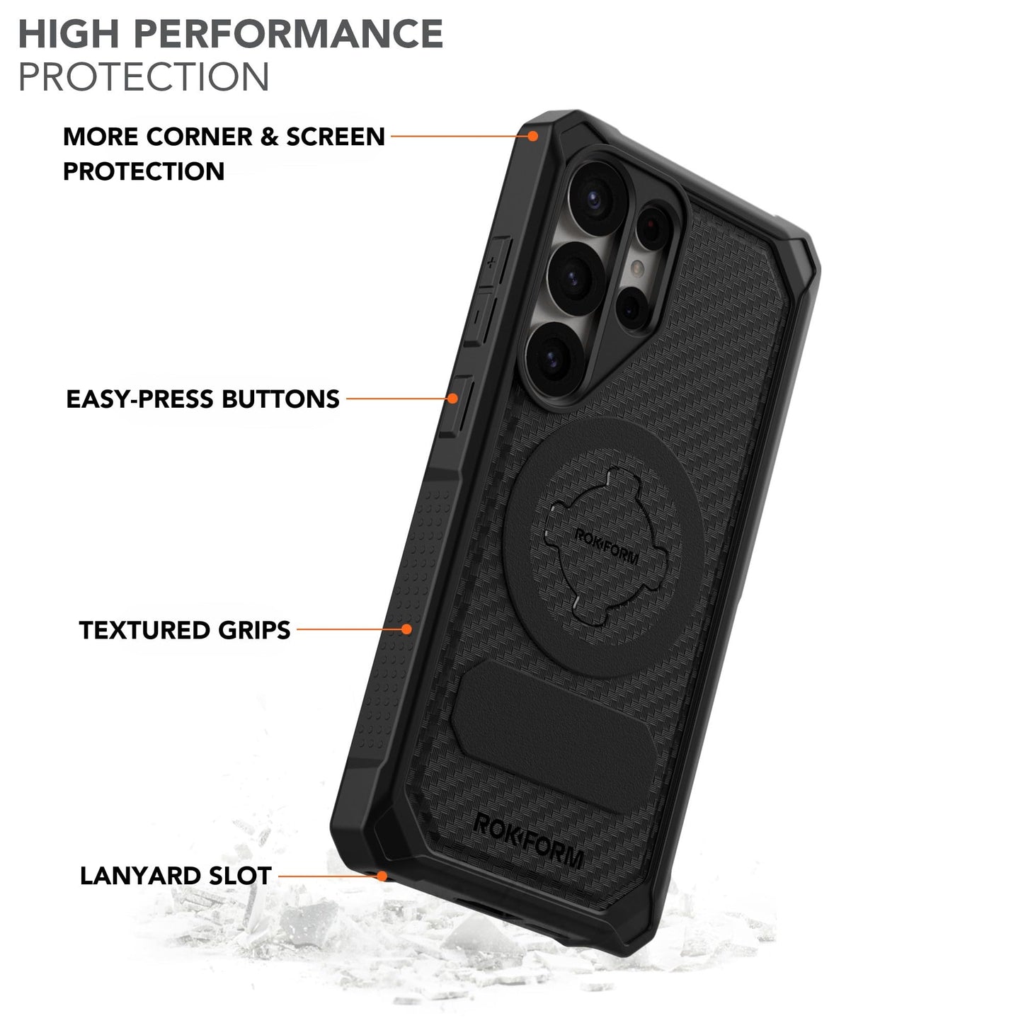 ROKFORM Rugged Protective Case Compatible with Galaxy S25 Ultra, Magnetic Cover with Twist Lock, Drop-Tested Armor (Black)