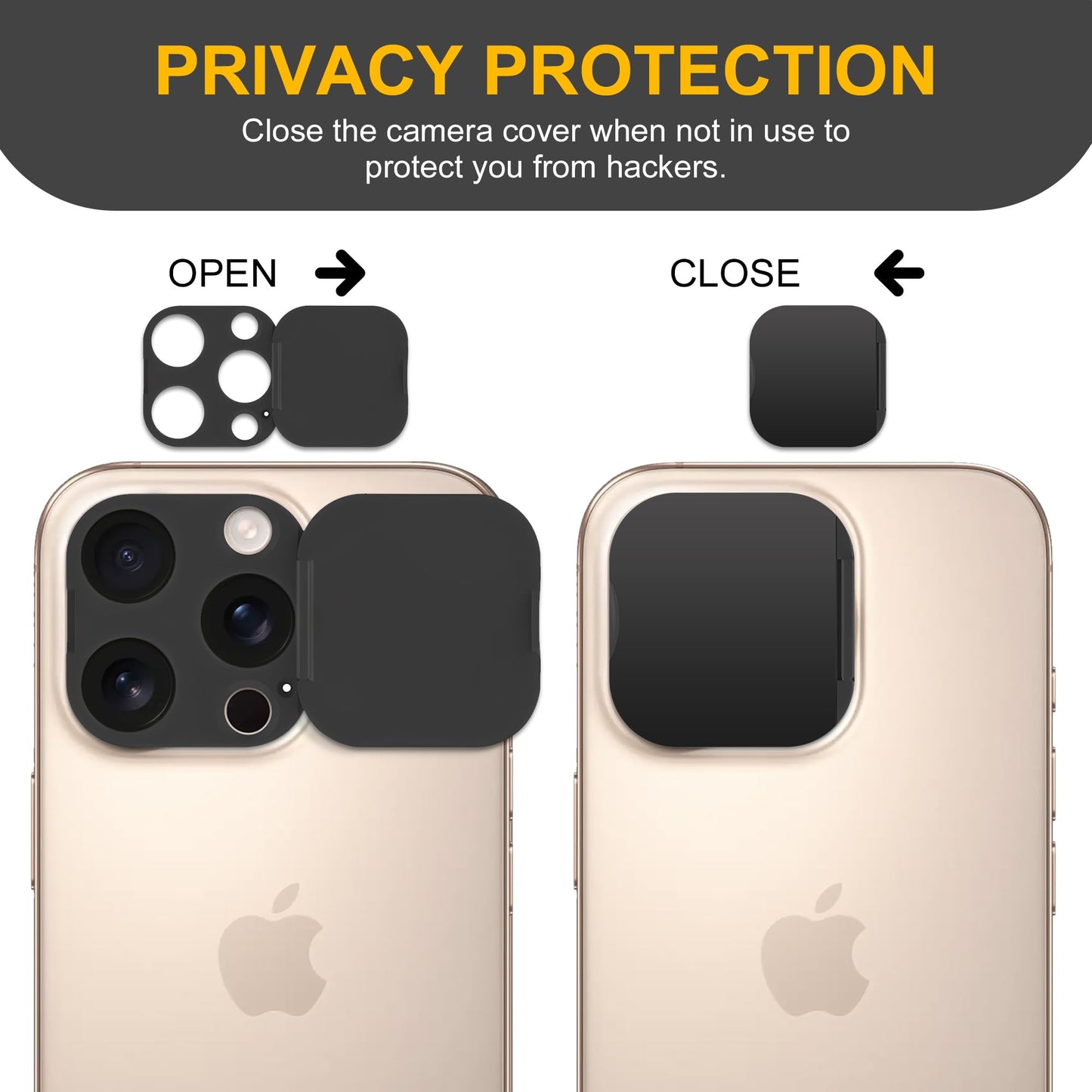 3 Pack Privacy Cover Compatible for iPhone 14 Pro/iPhone 14 Pro Max with 2 Front Camera Privacy Cover, Anti-Spy Camera cover, Easy-Adhesive Design