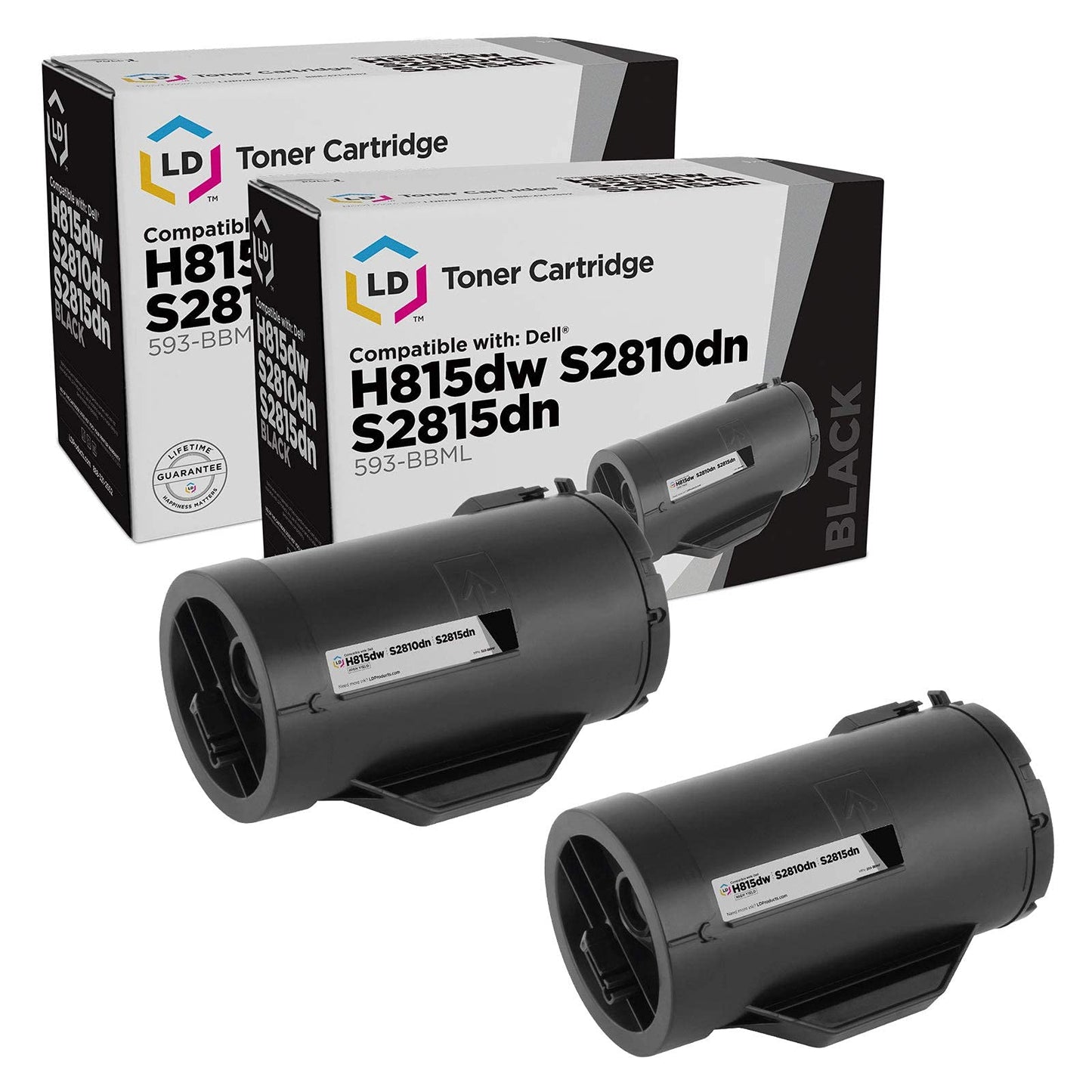 LD Products Compatible Toner Cartridge Replacement for Dell 593-BBML F9G3N (Black, 2-Pack) Compatible with Dell Laser Printer Models H815dw, S2810dn