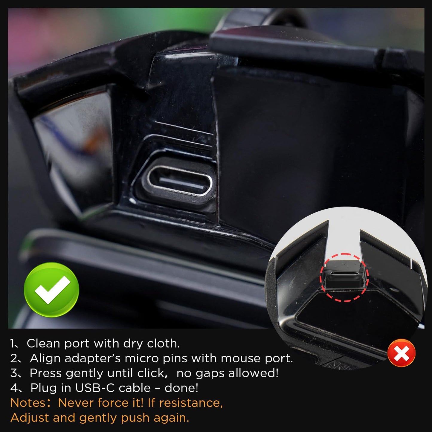 IVYGROW USB-C Adapter Compatible with Logitech G502 Wireless Gaming Mouse， Micro USB to Type-C Converter | Model-Specific Fit | Support Charge & Data…