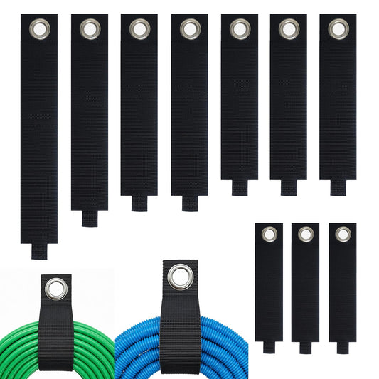 KISSWILL Heavy-Duty Storage Straps, Assorted 10 Pack Extension Cord Storage Organizer, Cable Straps for Tools, Hoses, Rope, RV, Workshop and Garage