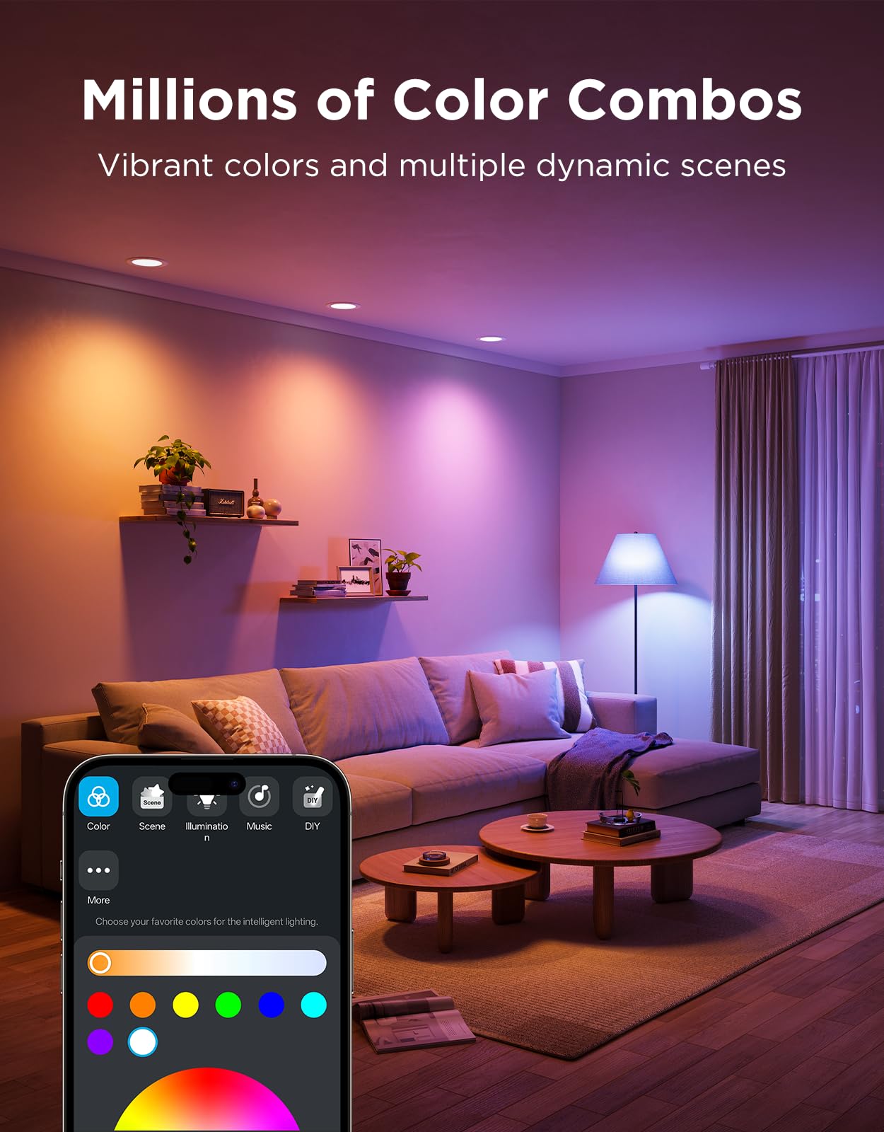Govee BR30 Smart Light Bulbs 850 LM, RGBWW E26 Base 4 Pack