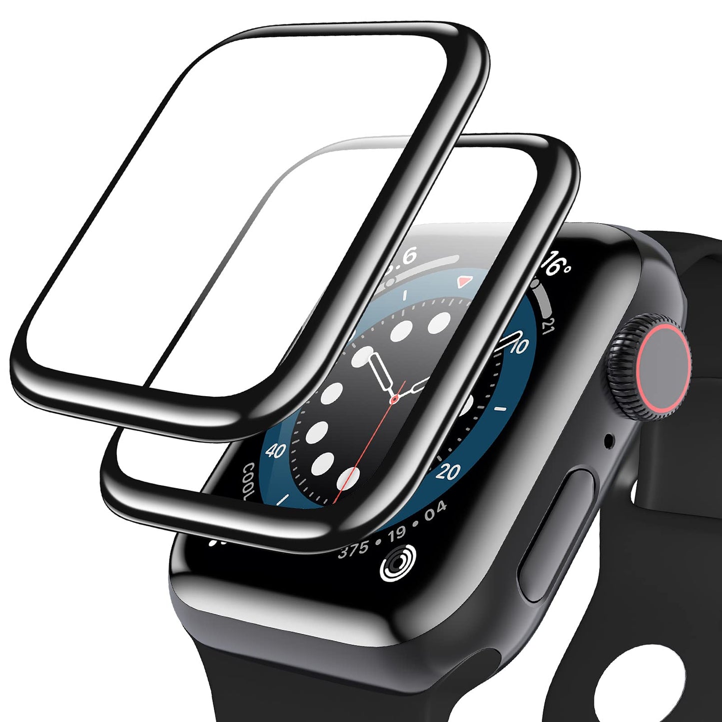 [2 Pack] Geekboy Tempered Glass Screen Protector for Apple Watch Series 6/SE/5/4, 3D Curved Edge Full Coverage Protective Cover, Anti-Scratch 9H