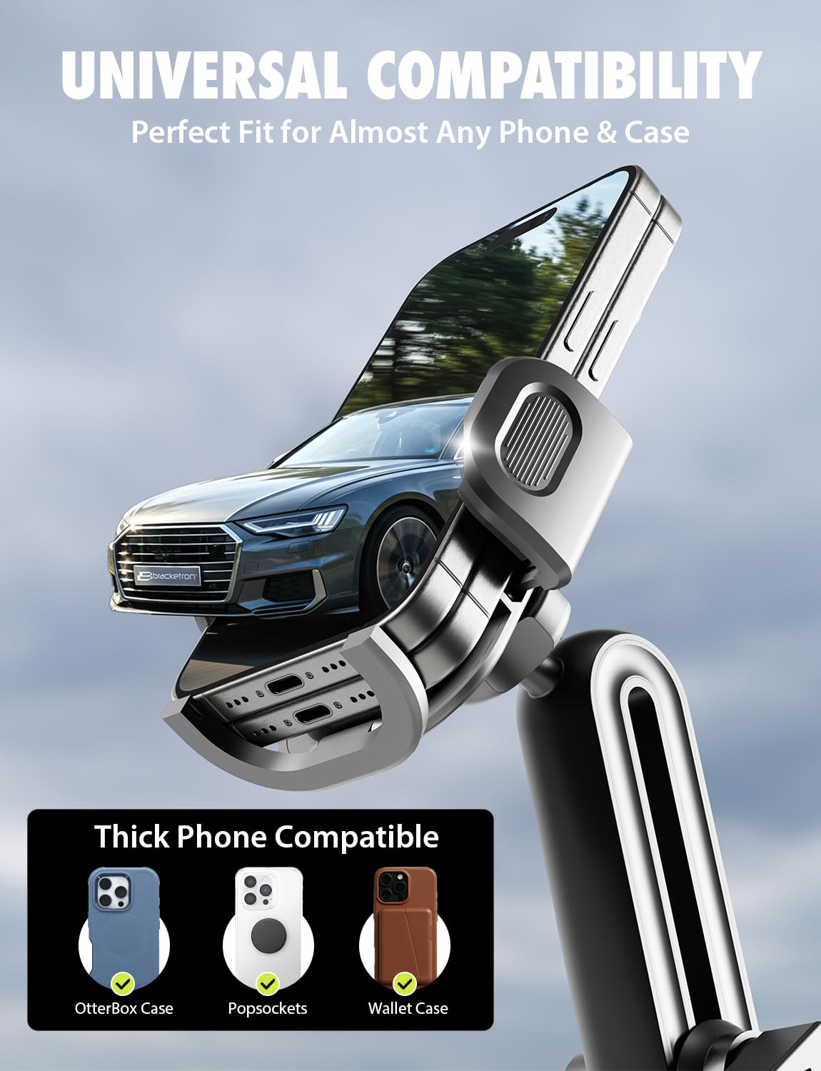 Bracketron TripGrip Extend Cup Holder Phone Holder - Universal Car Phone Holder Cup Holder Mount, 360° Rotation, Fits Devices Up to 4.2", GPS