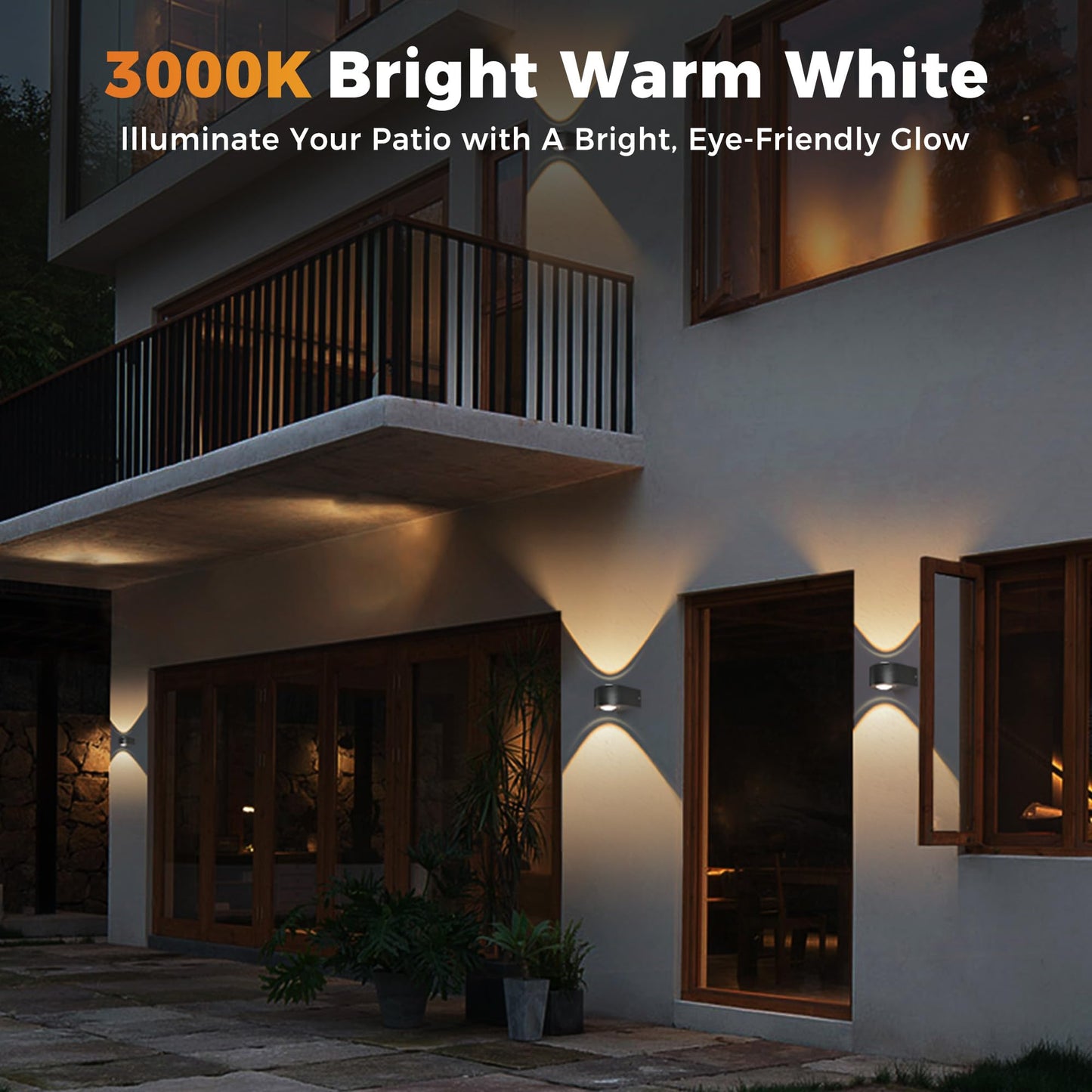 Outdoor Wall Lights 8W, 3000K 705 LM Modern Porch Light, Up Down Lights, Matte Black Waterproof Wall Sconce, Aluminum, Exterior Light Fixture Wall