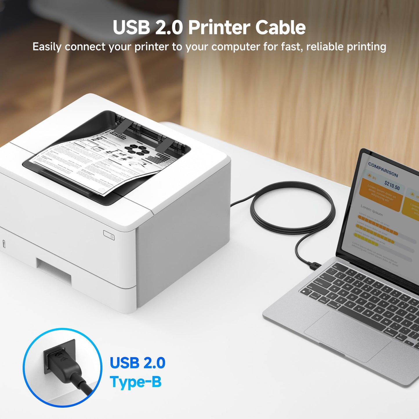 Cable Matters 3-Pack USB Printer Cable - 6ft, USB A to B Cable, Compatible with Printer, External Hard Drive, Audio Interface, Scanner, MIDI