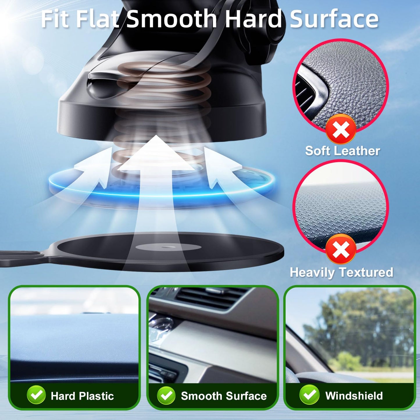 pop-tech Car Phone Mount for Pop Socket: Suction Cup Cell Phone Holders for Automobile Dashboard Windshield Window - Dash Mounted Cellphone Stand