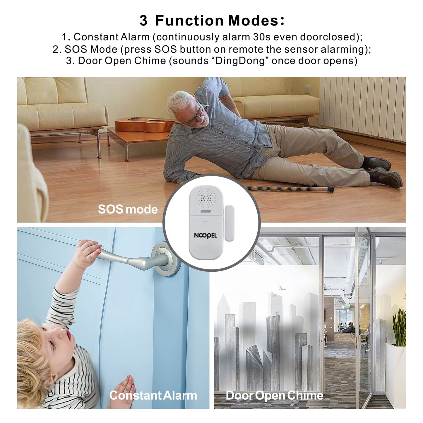 Door Alarms for Kids Safety, 2 Pack 130dB Window Sensor Pool Alarms When Opened for Home Security, 2-in-1 Alarm & Chime, 5-Level Volume Control, Door
