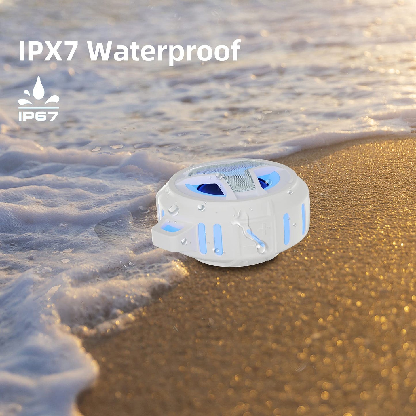 EBODA Bluetooth Shower Speaker, IPX7 Waterproof Portable Wireless Small Speakers, Floating, 2000mAh with Light for Home, Pool, Beach, Boat, Kayak