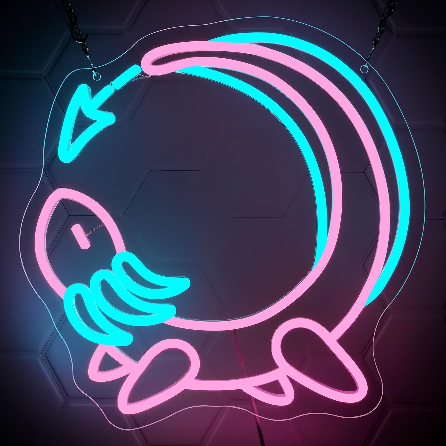 Pink Axolotl Moon Neon Sign for Wall Decor - Cute Animals Kawaii Neon Acrylic USB Powered LED Wall Art Decor, Light Up Sign Dimmable, for Axolotl
