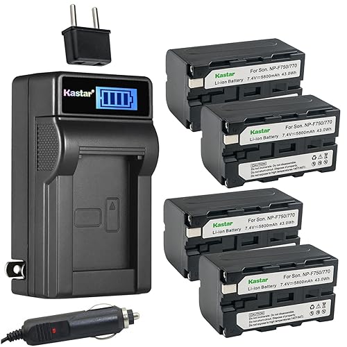 Kastar 4-Pack NP-F770 Battery and LCD AC Charger Compatible with Z Cam E2 Professional 4k Cinematic Camera, Atomos Shogun Flame, Atomos Shogun