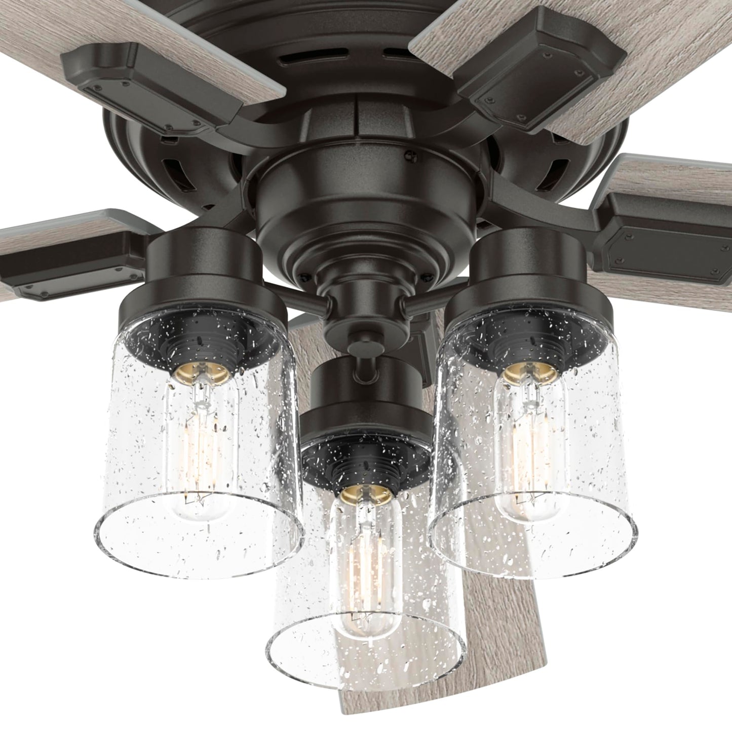 Hunter Fan 52 inch Traditional Noble Bronze Finish Indoor Ceiling Fan with LED Light Kit and Remote Control (Renewed)