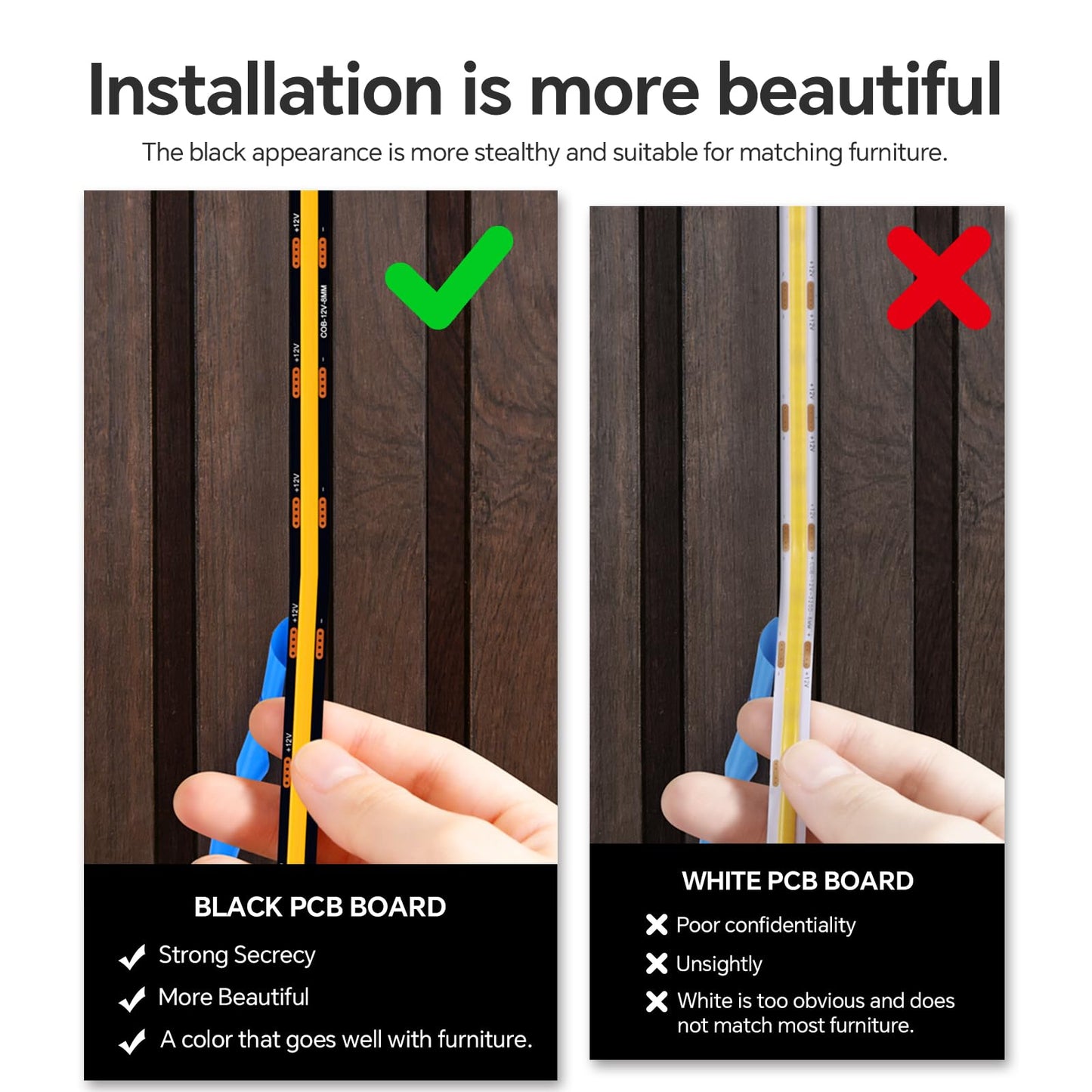 tlinkosta 6-in-1 Dimmable LED Light for Acoustic Panels, Wall Lighting Kit with Touch Switch for Wood Slat Panels, TV Background Wall Decor(6, Warm