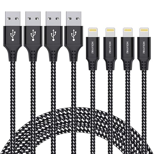 IWAVION iPhone Charger Cable, 4pack 3ft/1m Lightning Cable Nylon Braided MFi Certified iPhone Cable USB Sync Cord Fast iPhone Charging Cable…