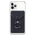 YUNCE Ring Stand Stick on Wallet Cell Phone Slim Leather Wallet Stick on Wallet Credit Card RFID Blocking Sleeve Black
