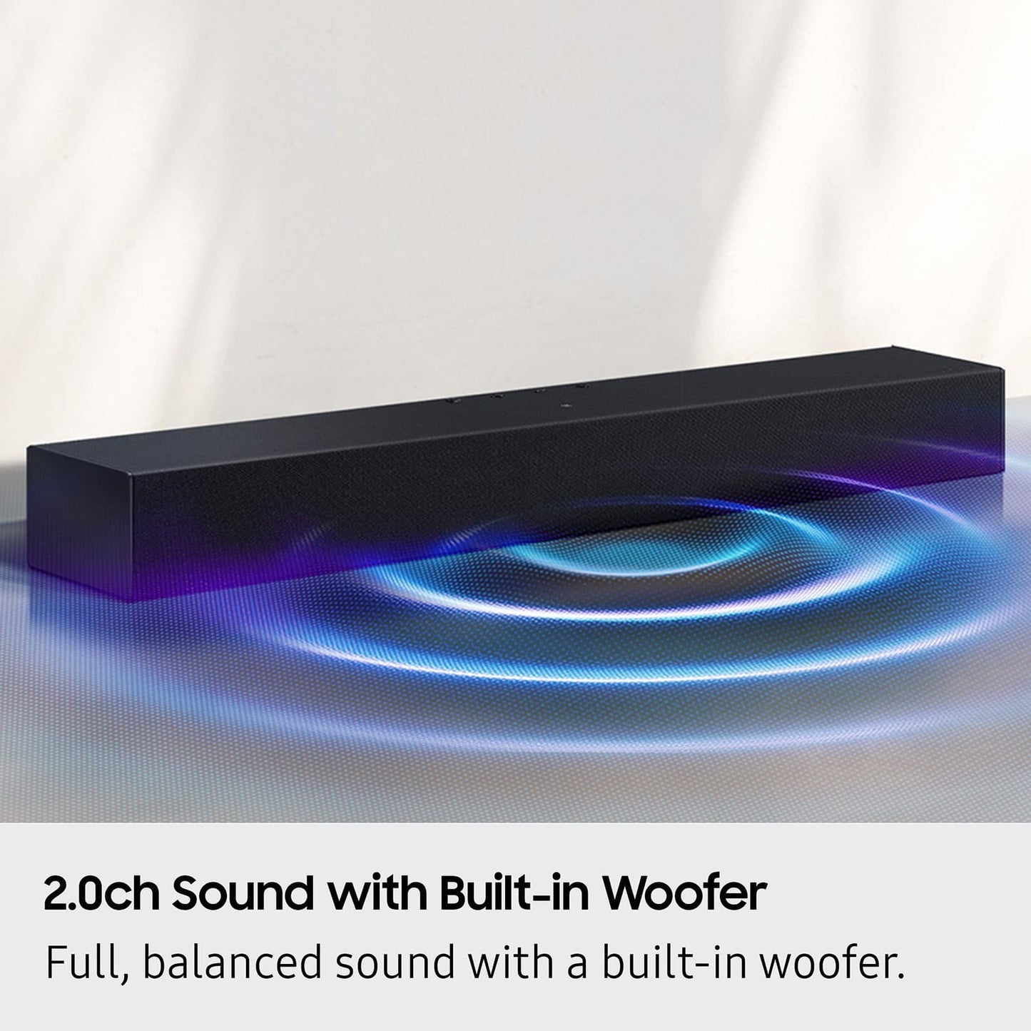 Samsung B-Series Soundbar HW B400F 2.0 ch Soundbar with Built in Subwoofer (2025 Model) One Remote Control, Surround Sound Expansion, Voice Enhance