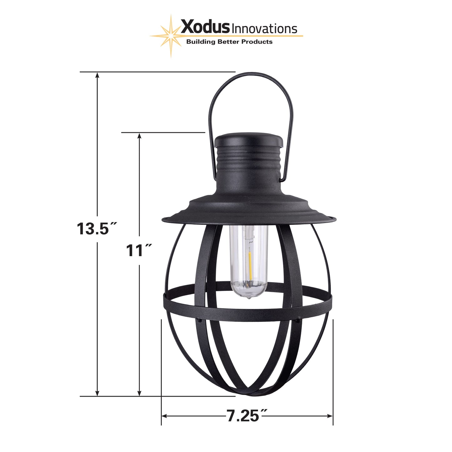 Xodus Innovations BL840-2 Battery Powered Outdoor 11.5 inch Decorative LED Metal Hanging Lantern with Your Choice of 4, 6 or 8 Hour Automatic Timer