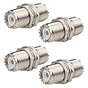 MOOKEERF 4 Pack UHF PL259 Connector Adapter UHF SO239 Female to Female Bulkhead Coax Connector 50 Ohm SO-239 PL-259 RF Coaxial Cable Adapter
