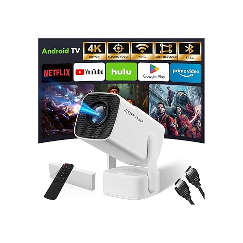Mini Projector 2025 Upgraded with 4K & 1080P, Portable Video Projector for Bedroom & Outdoor , Android 13 with WiFi 6 & Bluetooth 5.2, Built-in