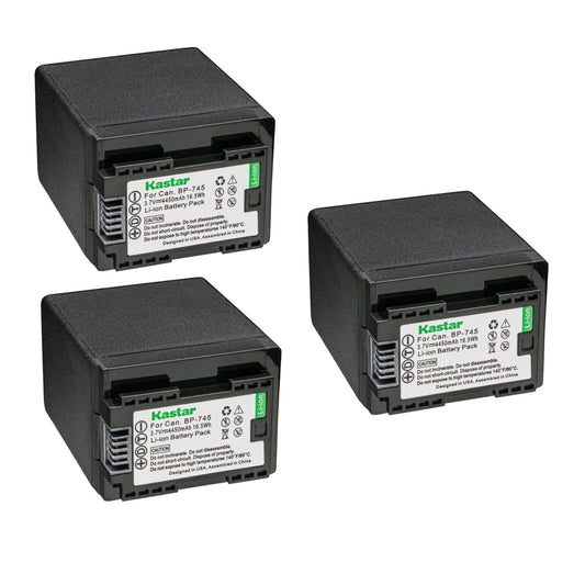 Kastar BP-745 Battery 3-Pack Replacement for Canon VIXIA HF R800 HFR800, LEGRIA HF M36 HFM36, LEGRIA HF M38 HFM38, LEGRIA HF M46 HFM46, LEGRIA HF M52