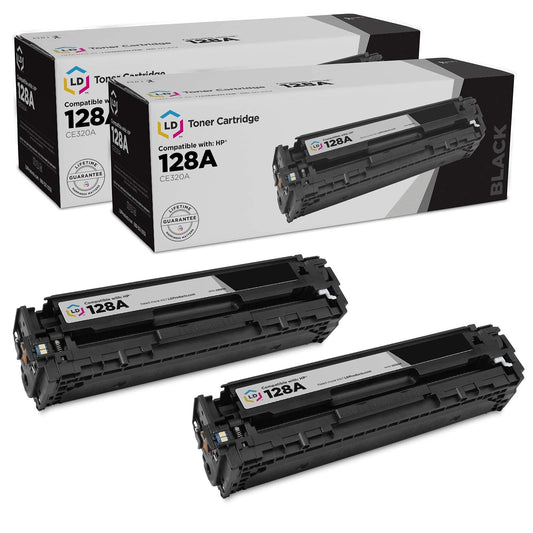LD Products Toner Cartridge Replacement for HP 128A CE320A (Black, 2-Pack) Compatible with Color LaserJet CM1415fnw, CP1525nw, CP1523n, CP1522n Laser