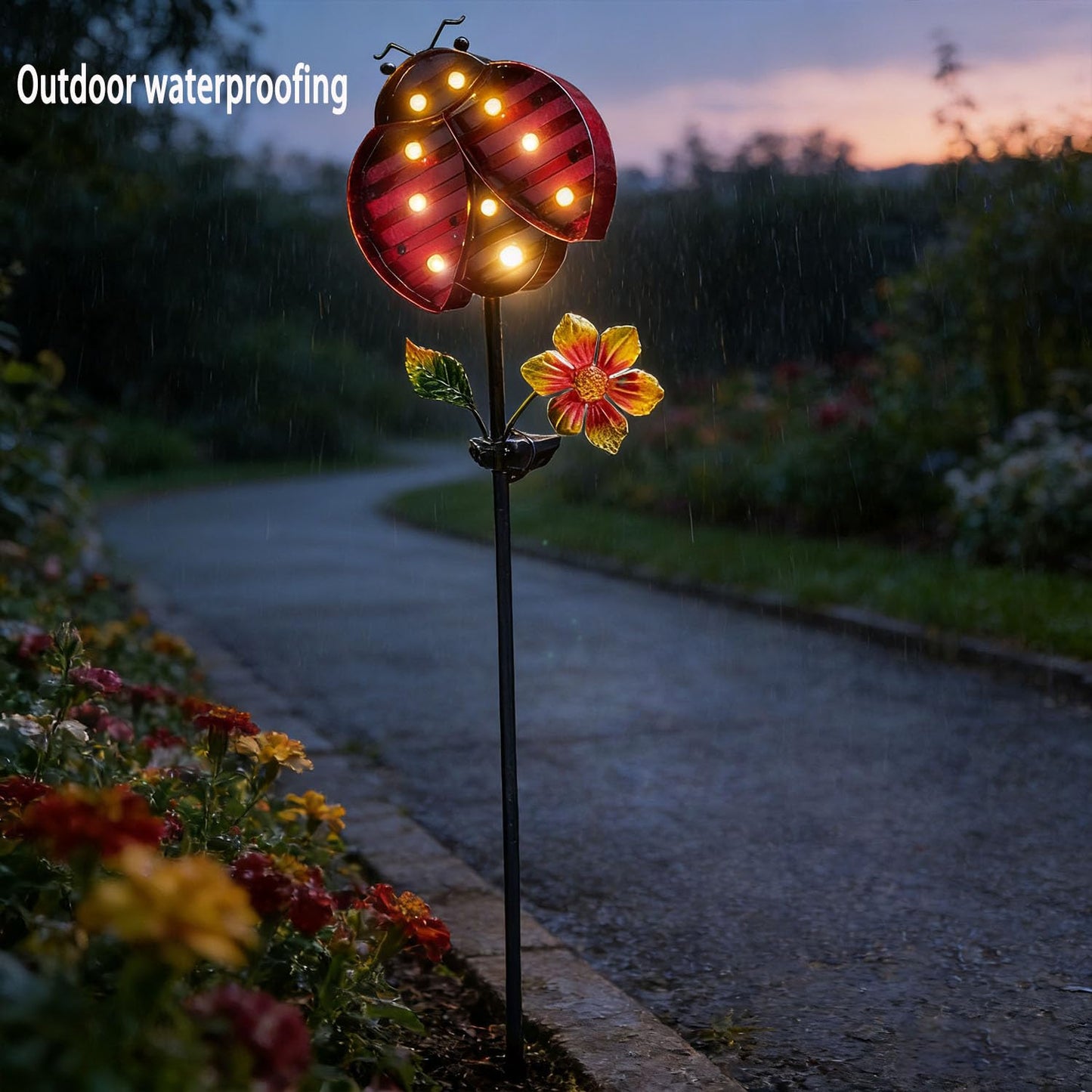 Solar Garden Decor Lights,Outdoor Garden Stakes Waterproof Beetle Lights Gifts for Women Mum and Metal Bird Decorative LED Lanterns for Yard