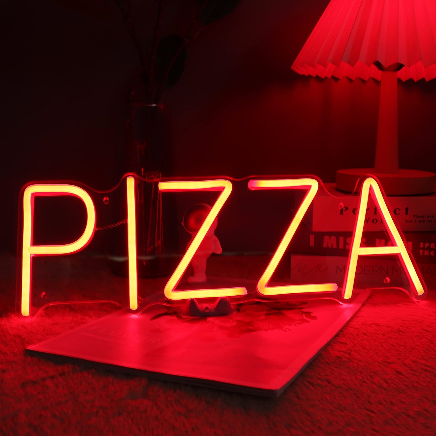 Planzo PIZZA Neon Sign Light for Restaurant Coffee Shop Bar Pub Business Store Advertising Window Display LED Pizza Sign Kitchen Bedroom Kid Room Home