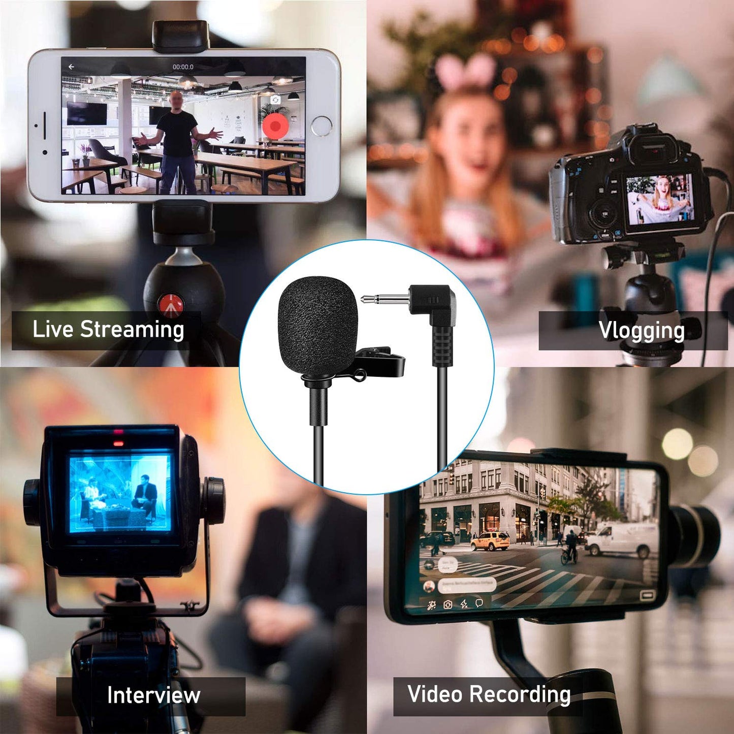 EXMAX Wired Lavalier Micophone 3.5mm Lapel Microphone Cord Omnidirectional Lav Mic Clip for ATG-100t EX-100 Wireless Tour Guide System Transmitter