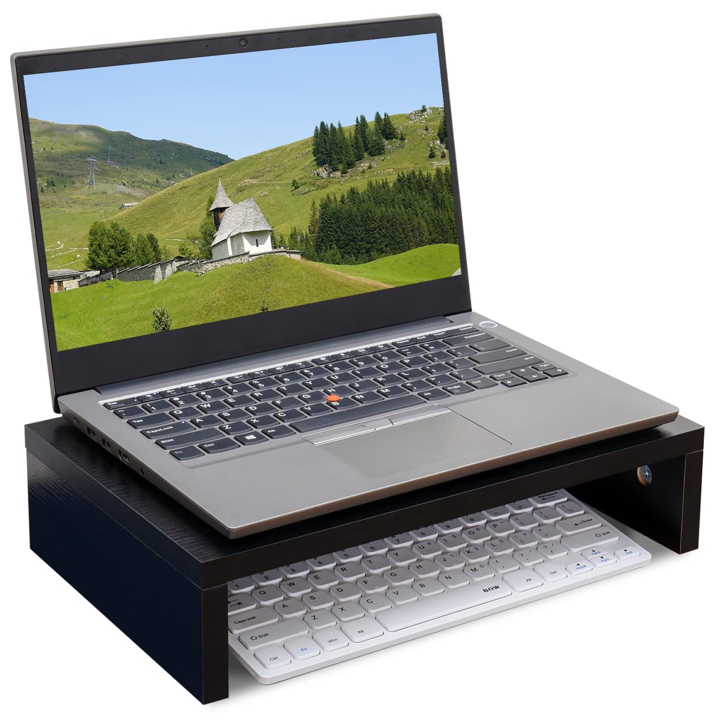 TEAMIX 14.2 inch Monitor Stand Riser, Wood Monitor Riser with Storage for Desk Small Monitor Stand TV/Screen/PC/Laptop Riser Computer Stand Desktop