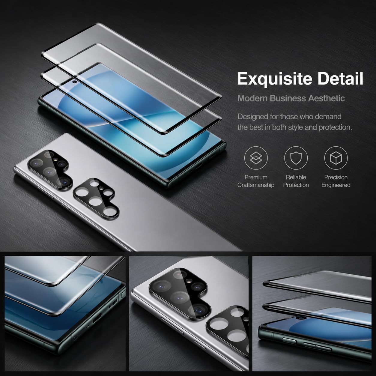 2 Pack Galaxy S23 Ultra Screen Protector, HD Clear Tempered Glass,2 Pack Camera Lens Protector, Fingerprint Unlock,3D Curved Full Coverage,Scratch