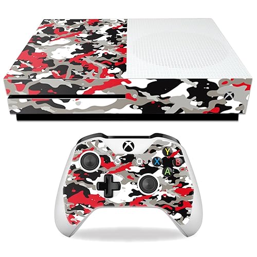 MightySkins Skin Compatible with Microsoft Xbox One S - Red Camo | Protective, Durable, and Unique Vinyl Decal wrap Cover | Easy to Apply, Remove,