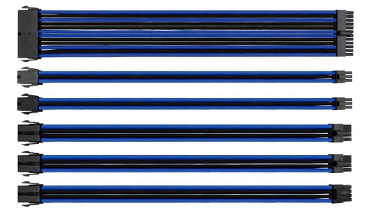 Thermaltake TtMod Sleeve Extension Power Supply Cable Kit ATX/EPS/8-pin PCI-E/6-pin PCI-E with Combs, Blue/Black AC-035-CN1NAN-A1