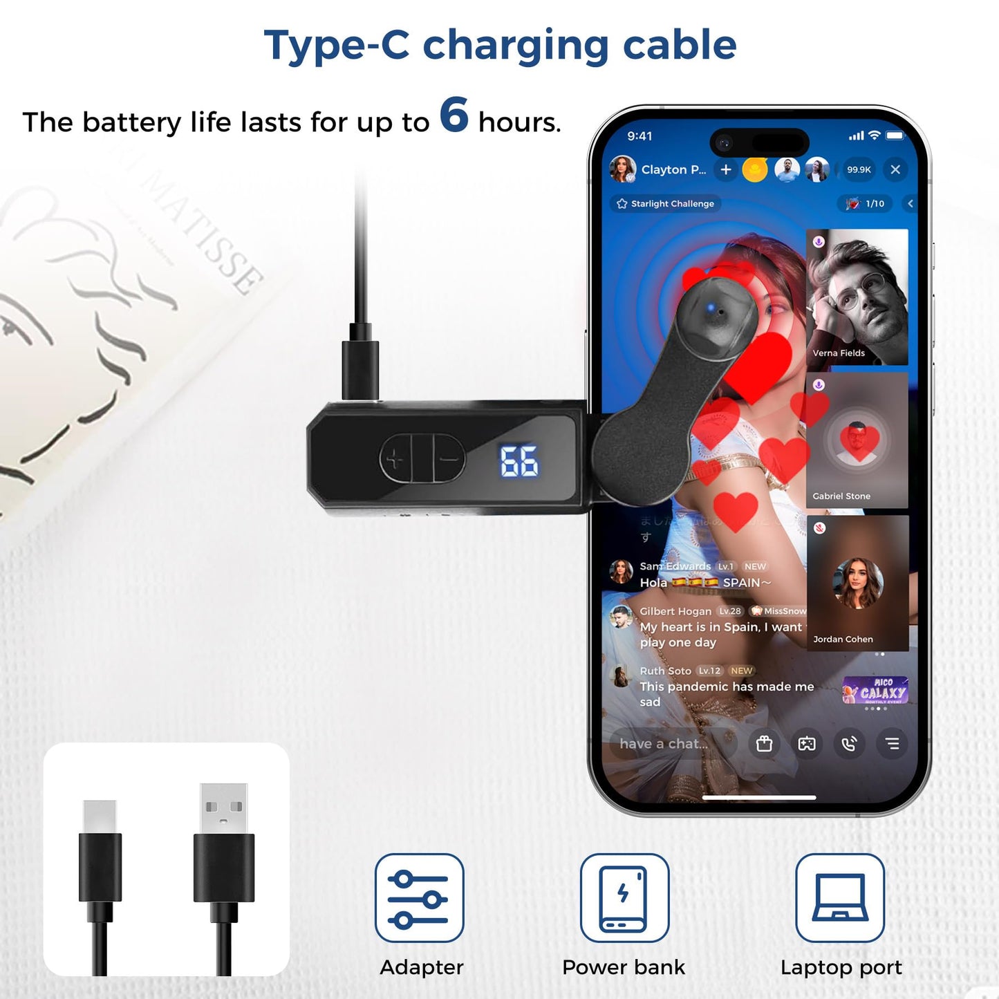 Rechargeable Auto Clicker for iPhone Android, Wireless Screen Tappers for Tiktok, Portable Phone Tapper for Smartphone, Live Broadcasts Likes