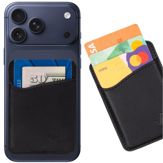 Wallaroo Premium Leather Cell Phone Wallet Stick On - Android and iPhone Wallet and Card Holder for Women and Men - Durable with Non-Slip Lining