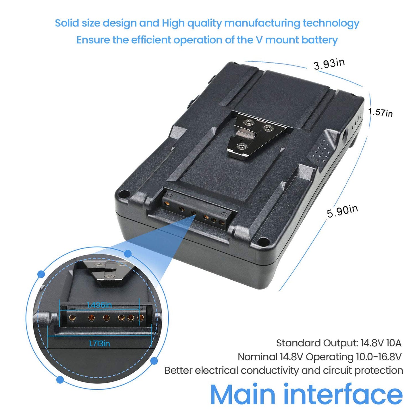 REYTRIC 95Wh(6600mAh) V Mount/V-Lock Battery with D-tap Output Charger and D-Tap Cable Compatible Video Camera Camcorder Broadcast LED Light