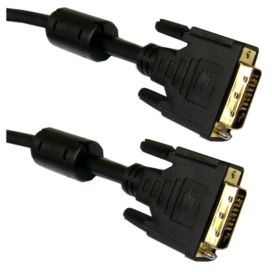 CableWholesale 17 Feet DVI-D Dual Link Cable with Ferrite, Black, DVI-D Male to DVI-D Male, 5 Meter, 28 AWG, Male to Male Cable, 2560 x 1600, DVI-D