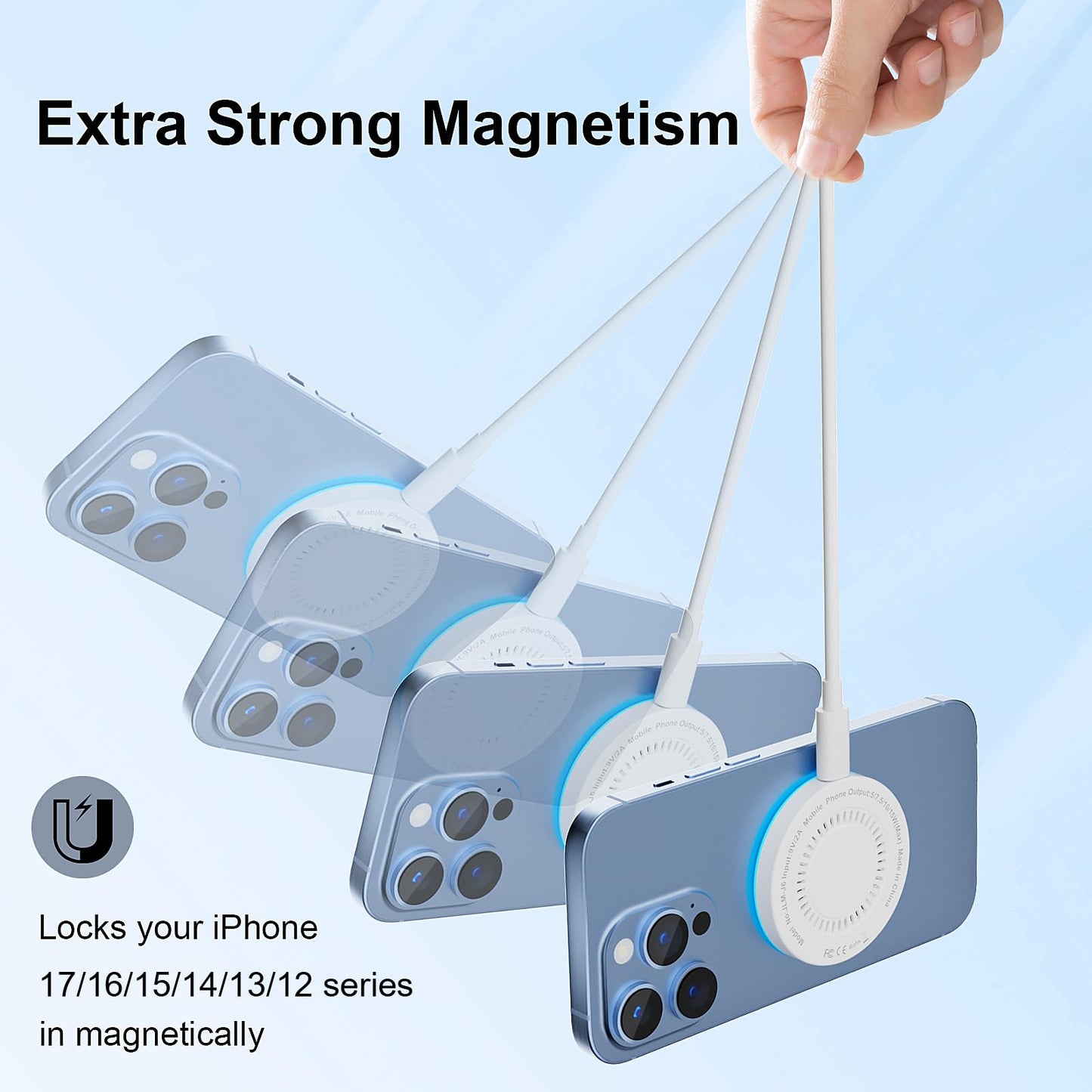 MagSafe Charger 2 Pack 15W Magnetic Wireless Charger Fast Charging Pad Compatible with iPhone 17/16/15/14/13/12 Series & AirPods 4/3/2/Pro Magnetic