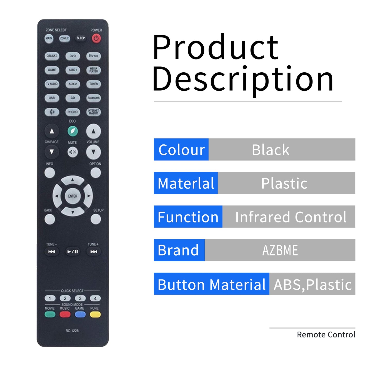 RC-1228 Replacement Remote Control for Denon AV Receiver RC-1227 RC-1217 RC-1218 RC-1192 AVR-S640H AVR-S650H AVR-S730H AVR-S740H AVR-S750H AVR-S900W