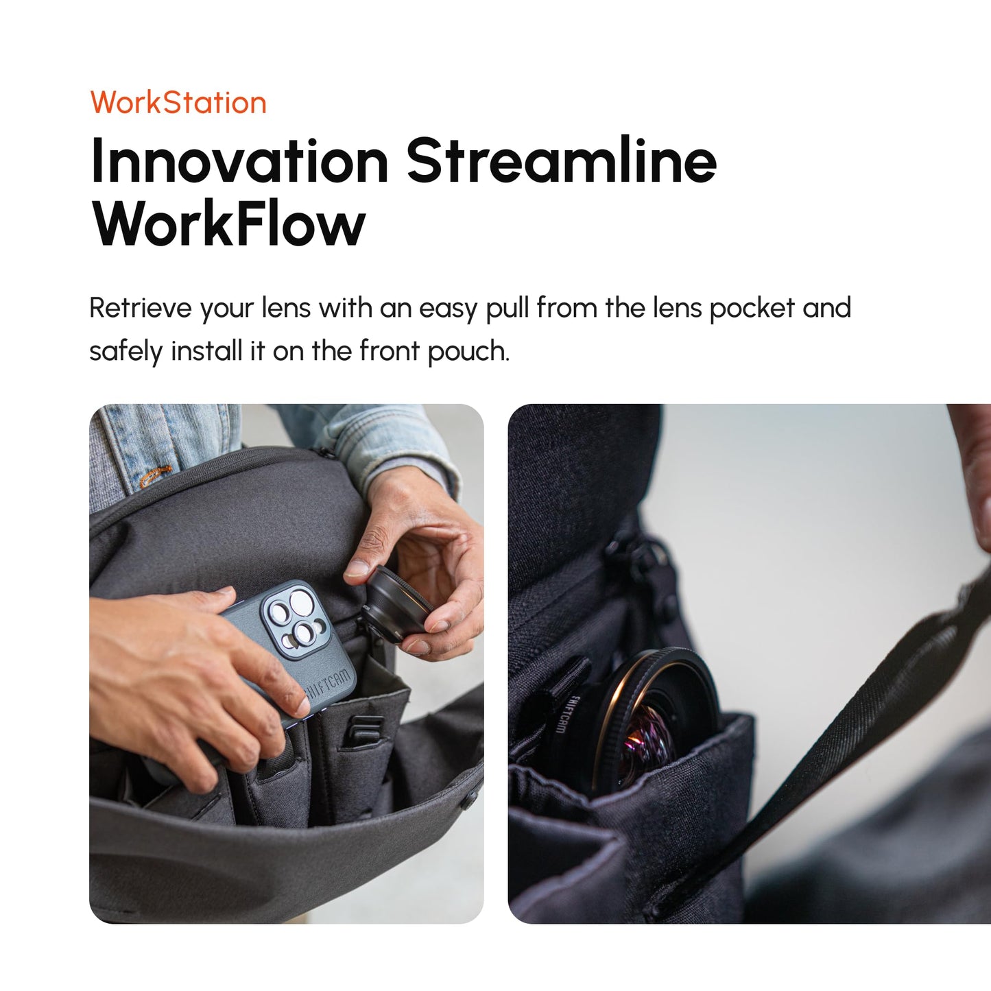 ShiftCam WorkFlow Sling Bag | Ultra-Functional Mobile Photography Sling with Magnetic Phone Mount, Lens Storage, and Quick Access | Streamline Your